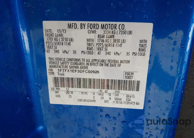 1FTFX1EF3DFC50926: 43370974