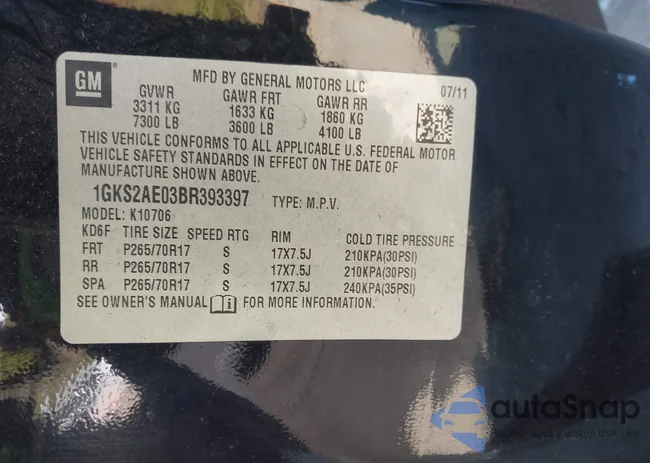 1GKS2AE03BR393397: 43370993