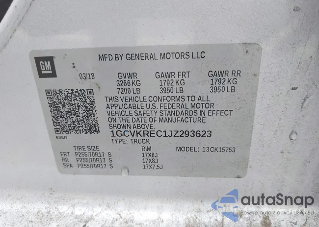 1GCVKREC1JZ293623: 43371033