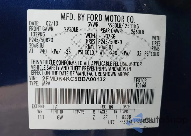 2FMDK4KC5BBA00132: 43371070