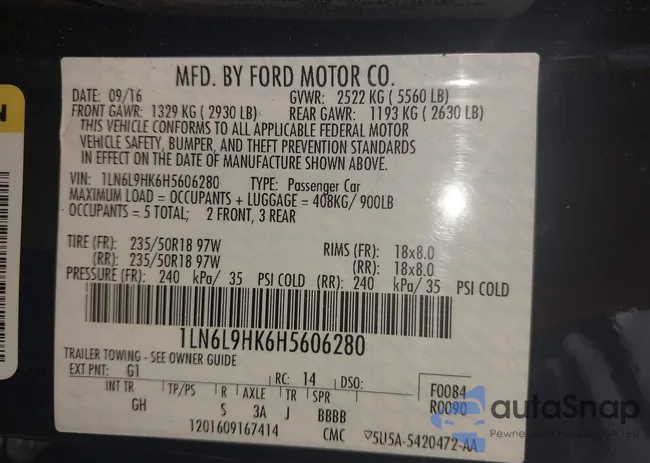 1LN6L9HK6H5606280: 43371158