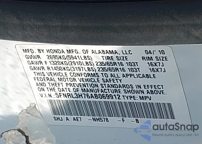 5FNRL3H76AB069912: 43371208