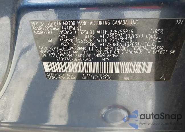 2T3YFREV9EW076457: 43371243