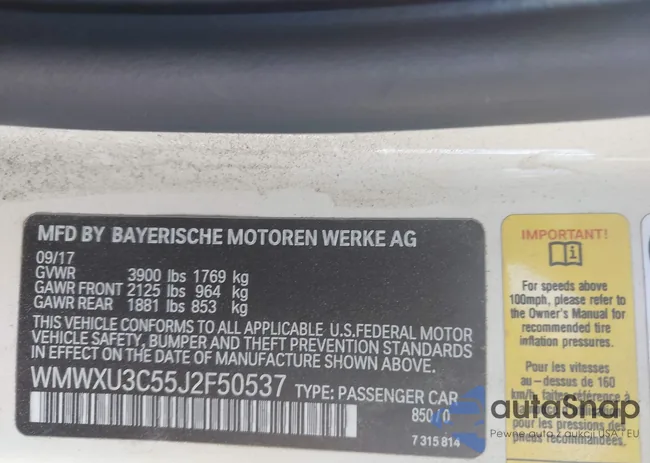 WMWXU3C55J2F50537: 43370392