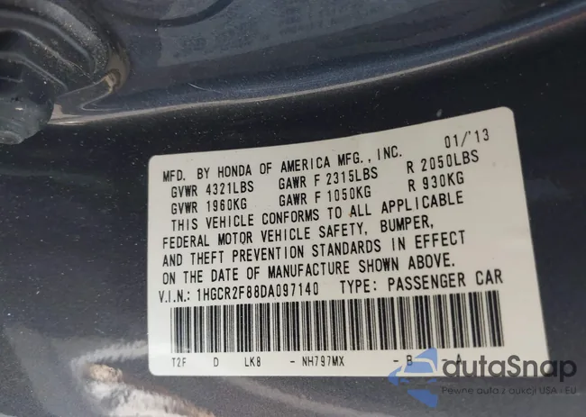 1HGCR2F88DA097140: 43370439