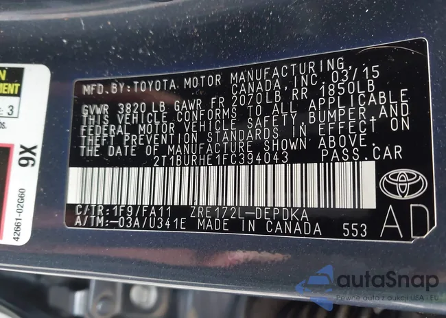 2T1BURHE1FC394043: 43370476