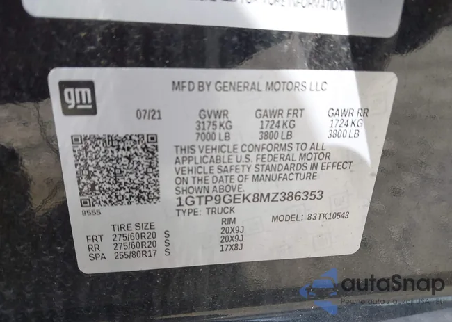 1GTP9GEK8MZ386353: 43370489