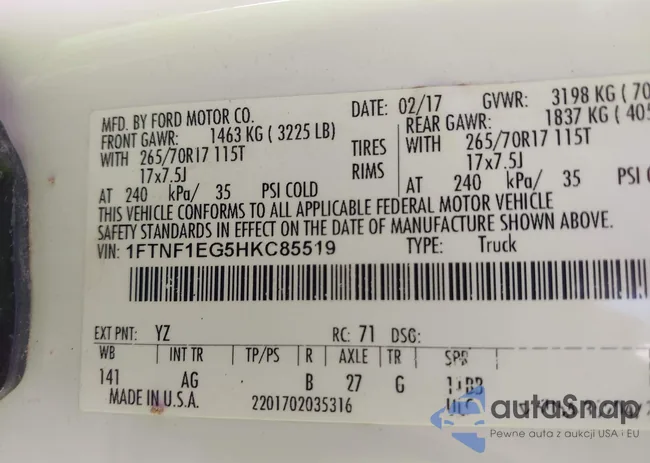 1FTNF1EG5HKC85519: 43370604