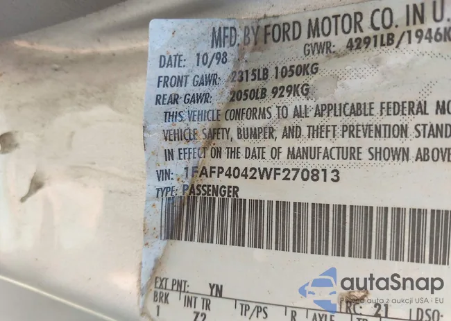 1FAFP4042WF270813: 43371758