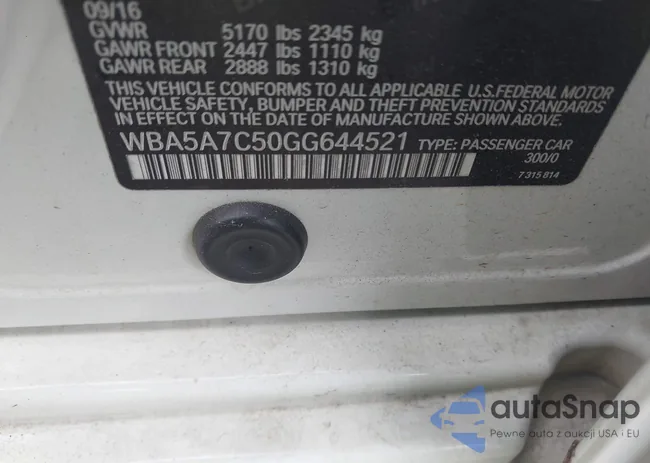 WBA5A7C50GG644521: 43371837