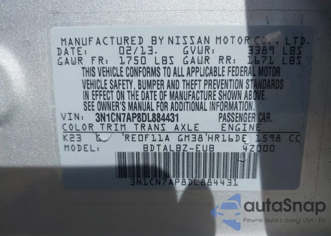 3N1CN7AP8DL884431: 43371913