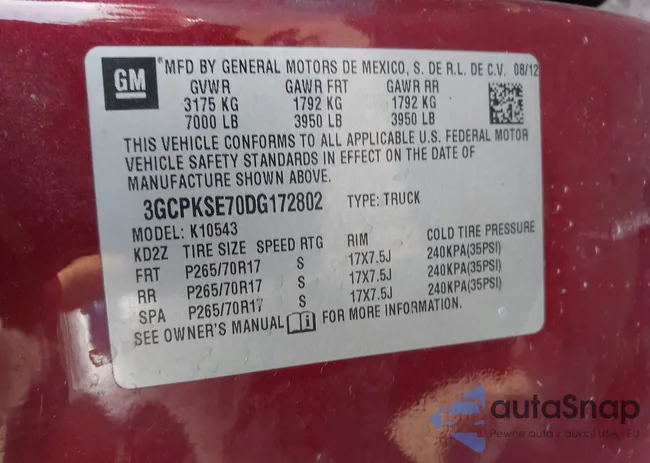 3GCPKSE70DG172802: 43371923