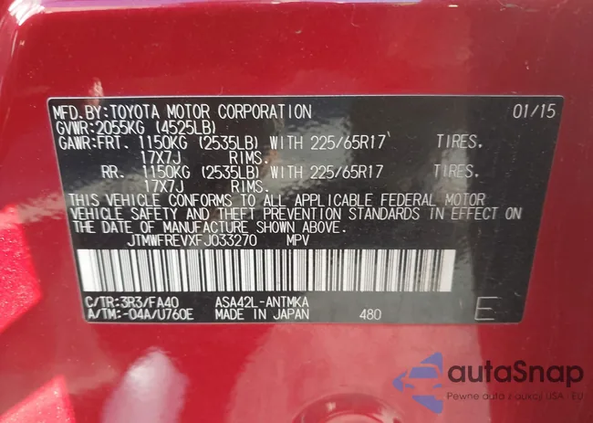 JTMWFREVXFJ033270: 43372029