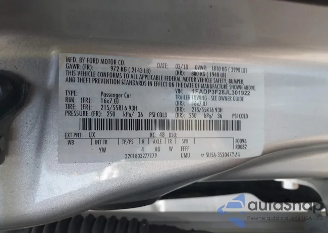 1FADP3F28JL301922: 43372048