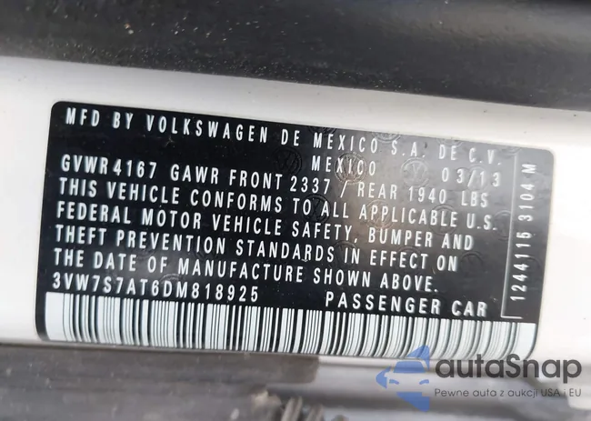 3VW7S7AT6DM818925: 43371280
