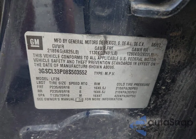 3GSCL33P08S503552: 43371378