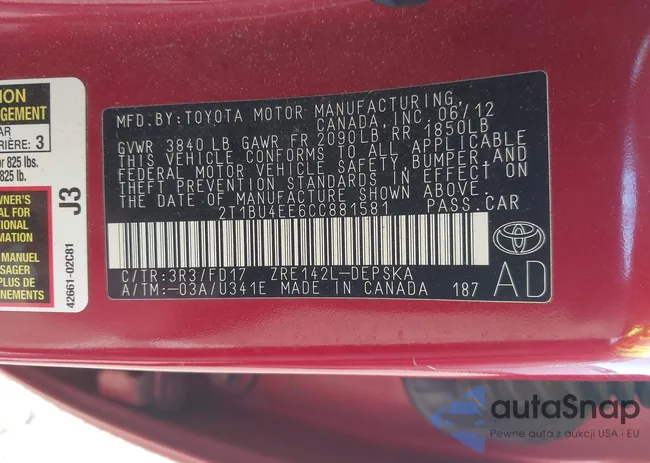 2T1BU4EE6CC881581: 43371556