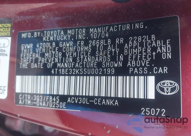 4T1BE32K55U002199: 43371598