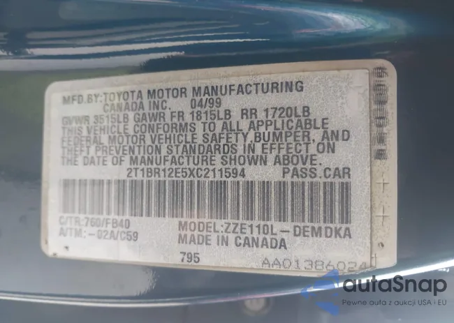 2T1BR12E5XC211594: 43371603