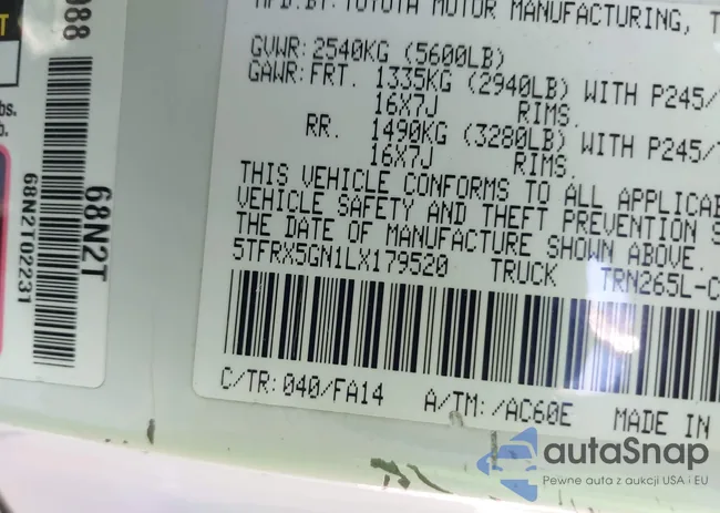 5TFRX5GN1LX179520: 43371610