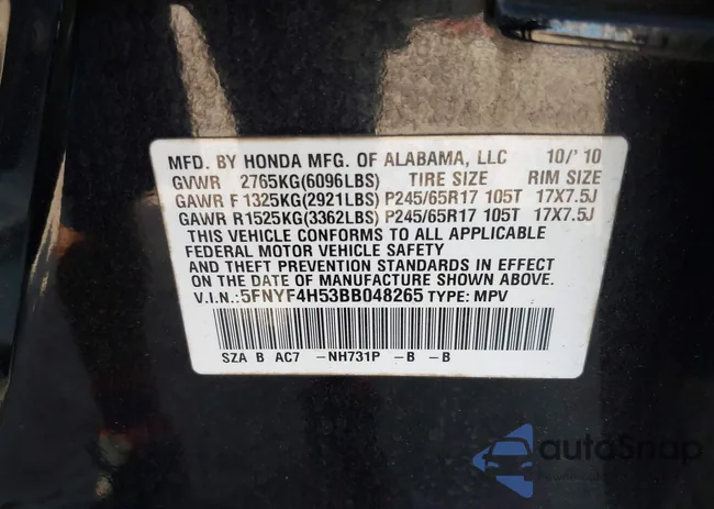 5FNYF4H53BB048265: 43372768