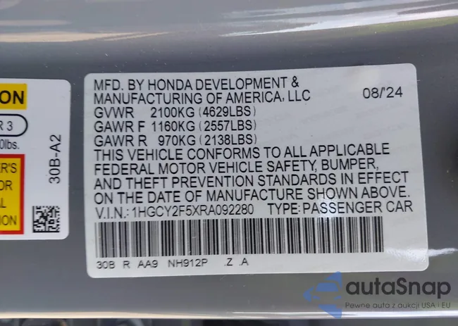 1HGCY2F5XRA092280: 43372798