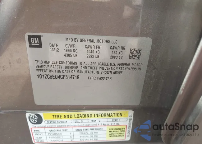 1G1ZC5EU4CF314719: 43372813