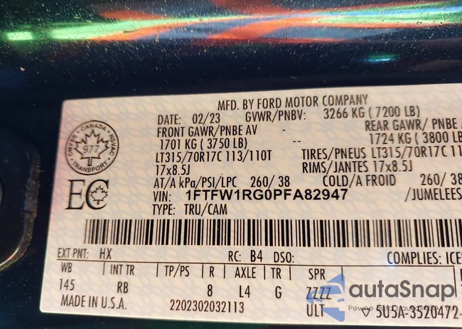 1FTFW1RG0PSA82947: 43372868