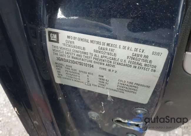 3GNDA23D47S610194: 43372904