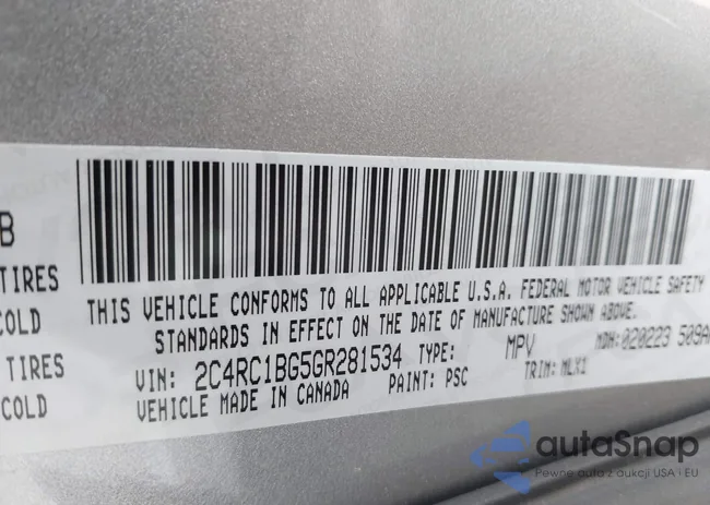 2C4RC1BG5GR281534: 43373093