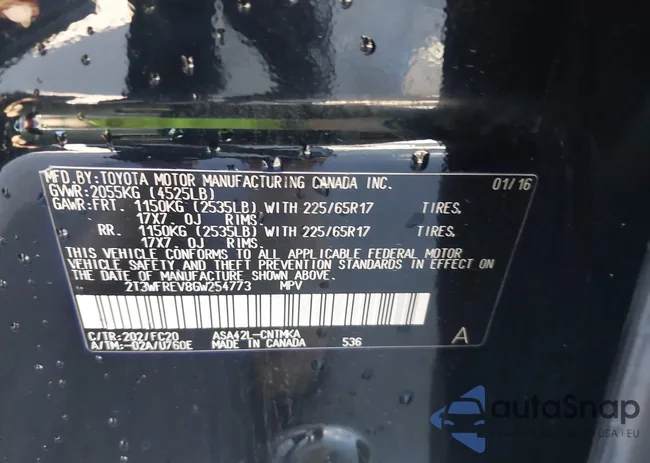 2T3WFREV8GW254773: 43373112