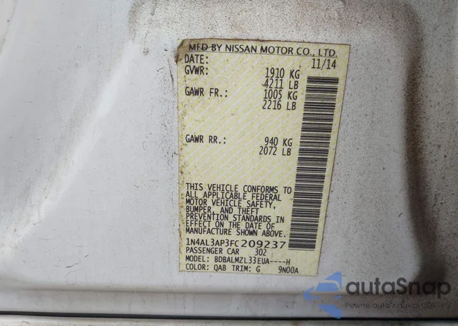 1N4AL3AP3FC209237: 43373128