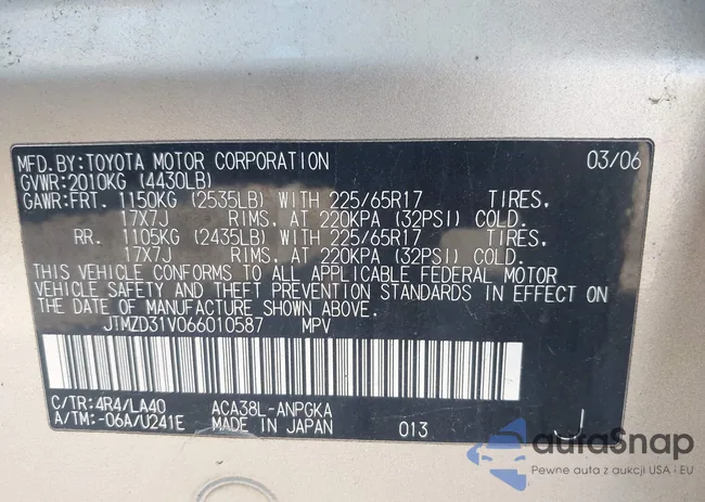 JTMZD31V066010587: 43373198