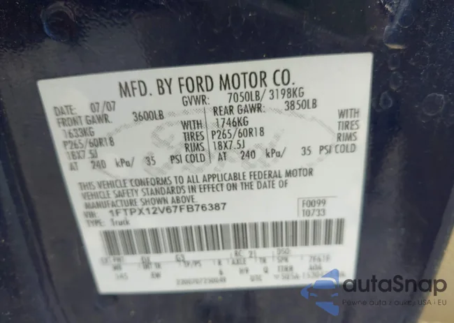 1FTPX12V67FB76387: 43373251