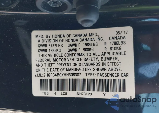 2HGFC4B0XHH308307: 43372349