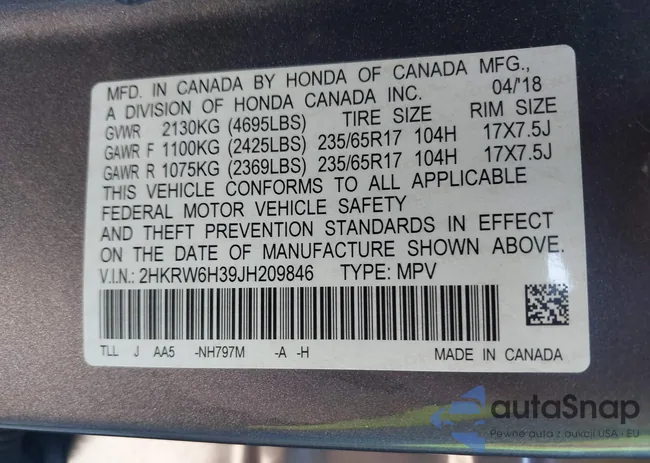 2HKRW6H39JH209846: 43372382