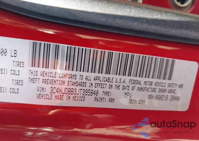 3C4NJDBB3JT395840: 43372500