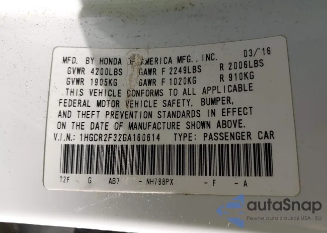 1HGCR2F32GA160614: 43372530