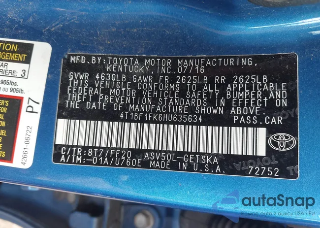 4T1BF1FK6HU635634: 43373671