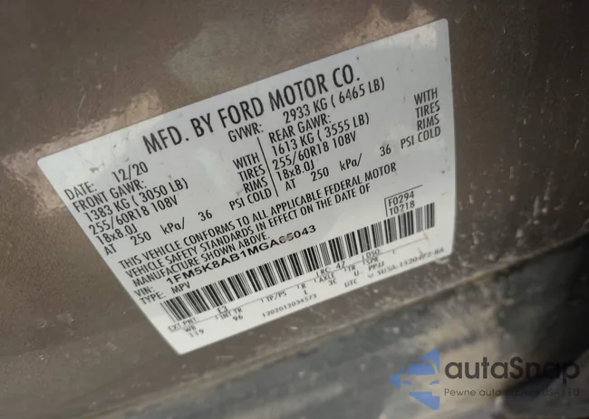 1FM5K8AB1MGA65043: 43373835