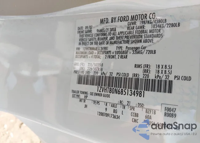 1ZVHT80N685134981: 43373885