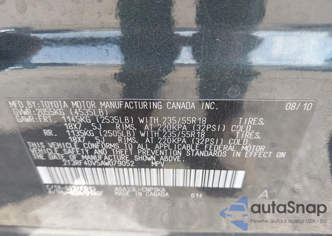 2T3RF4DV5AW079052: 43374098