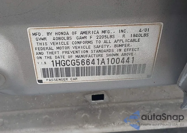 1HGCG56641A100441: 43374153