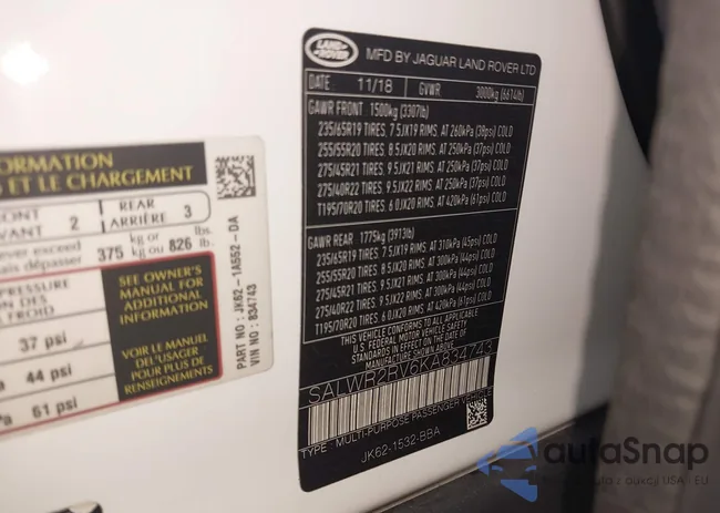 SALWR2RV6KA834743: 43373263