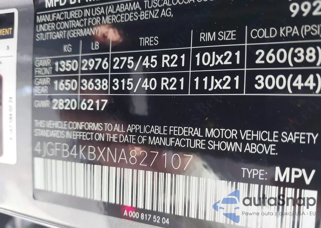 4JGFB4KBXNA827107: 43373278