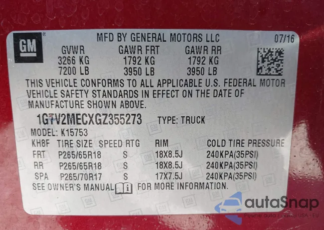 1GTV2MECXGZ355273: 43373470