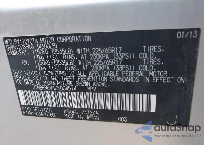 JTMBFREV4D5004514: 43373505