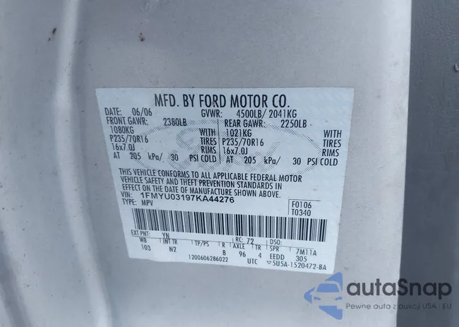 1FMYU03197KA44276: 43374812