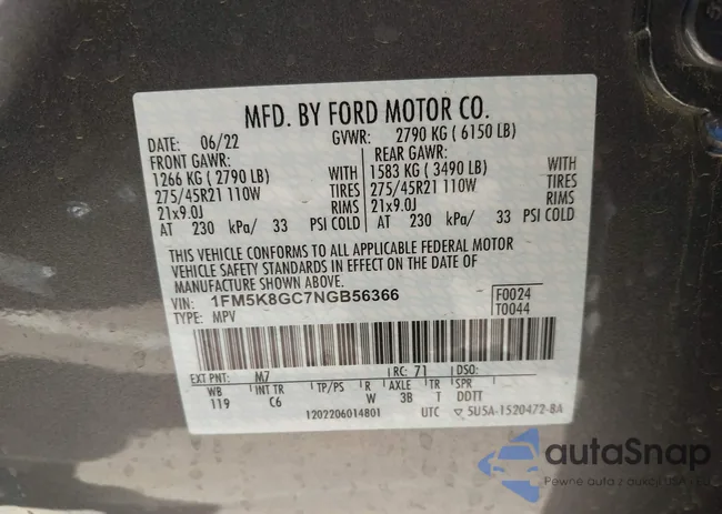 1FM5K8GC7NGB56366: 43374875