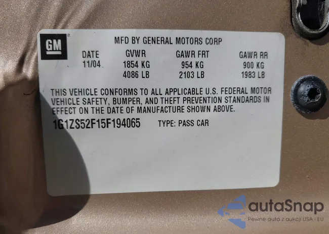 1G1ZS52F15F194065: 43374277